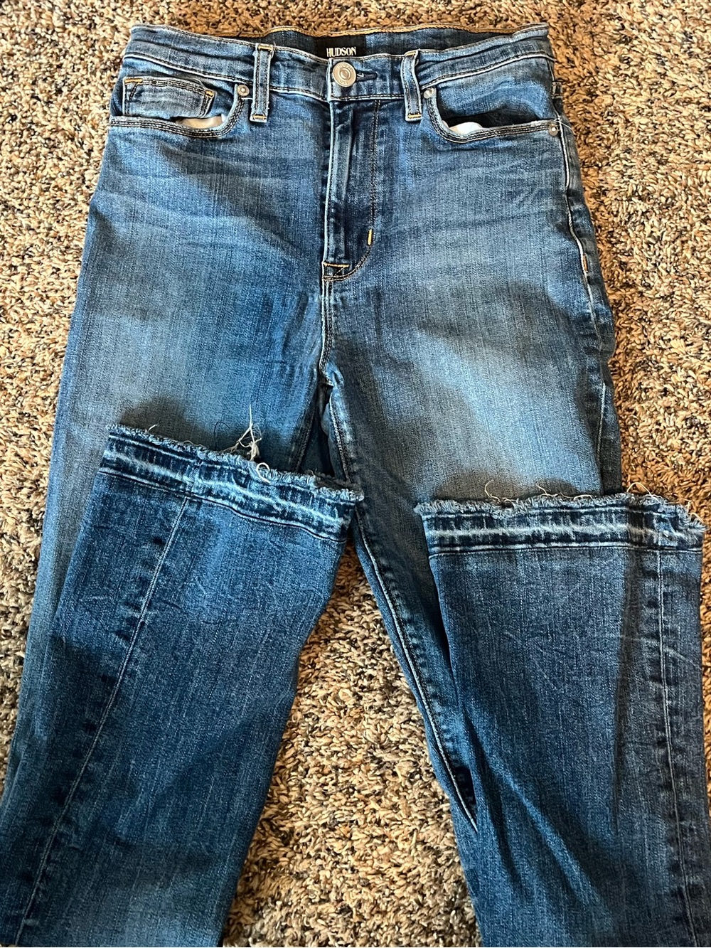 Hudson Jeans Women's Medium Blue Frayed Hem Wide Leg Jeans